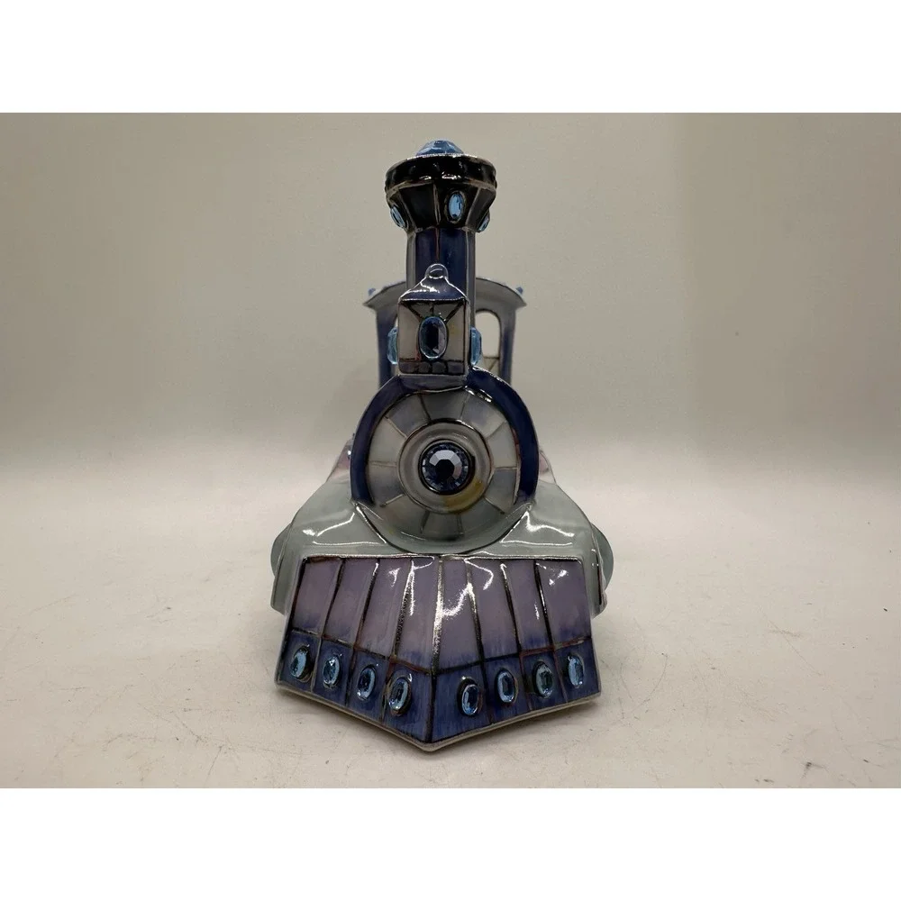 Bradford‎ Exchange Blue Sapphire Dreams Tiffany Style Train Figurine 2004 COA
